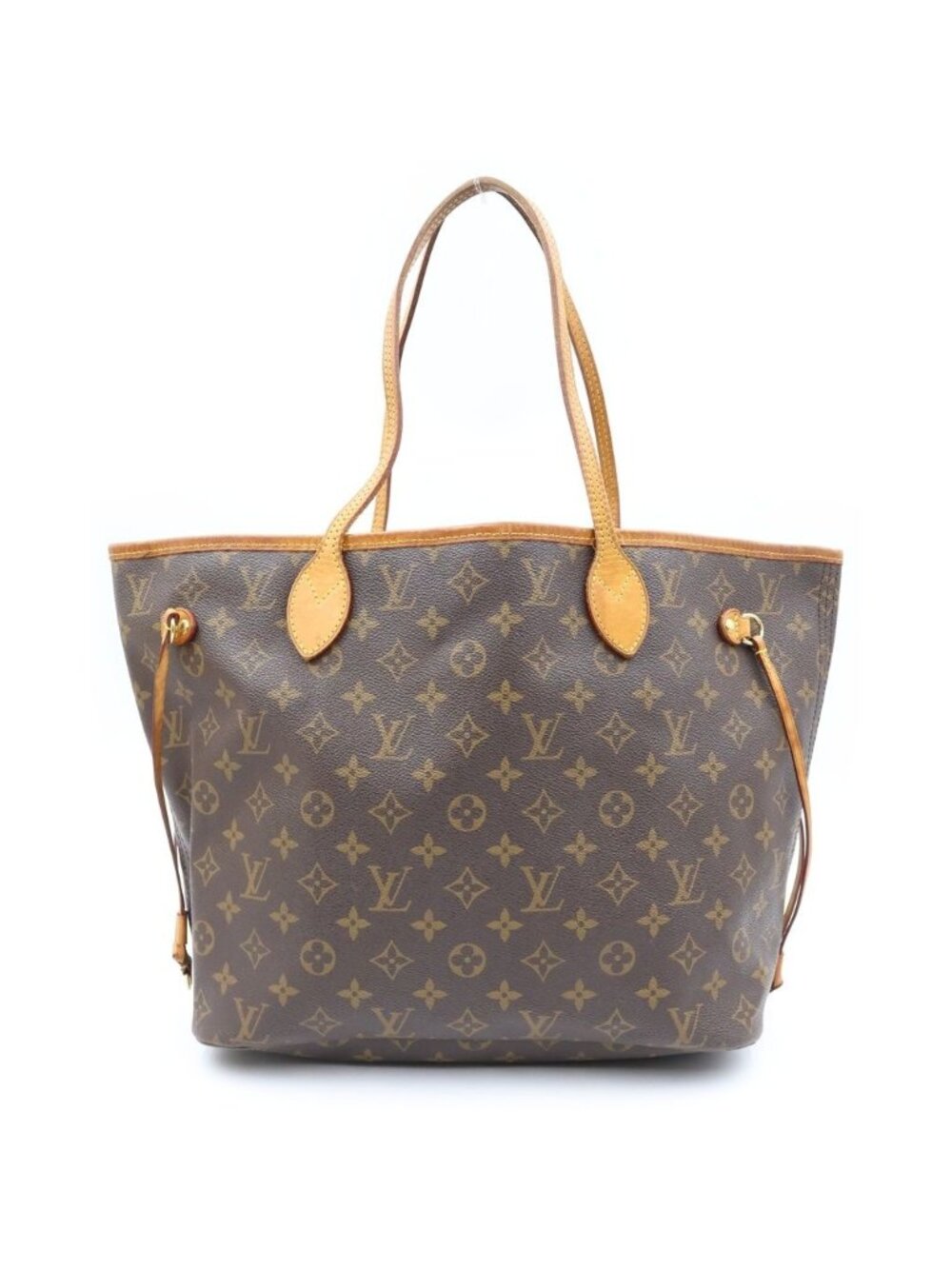 Louis Vuitton Neverfull MM Tote Shoulder Bag Monogram Leather Brown